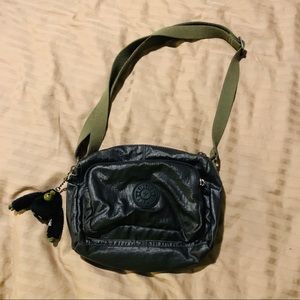 Kipling black shiny wrinkle bag